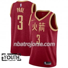 Barn Houston Rockets Tröja Chris Paul 3 2018-19 Nike City Edition Röd Swingman